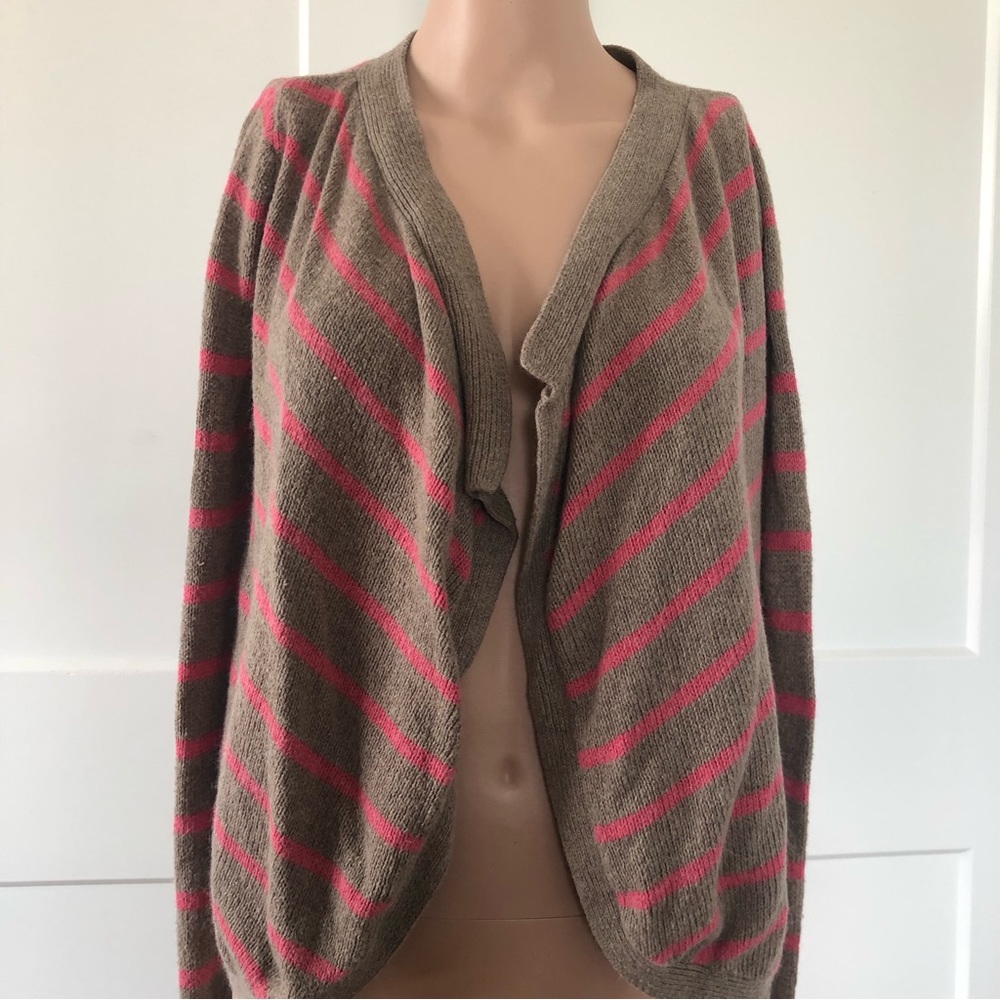 Hollister Tan Pink Stripes Long Sleeves Open Wrap Cardigan X-Small XS